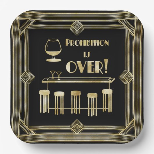 Art Deco Retro Silvesterverbot Bar Pappteller (Vorderseite)