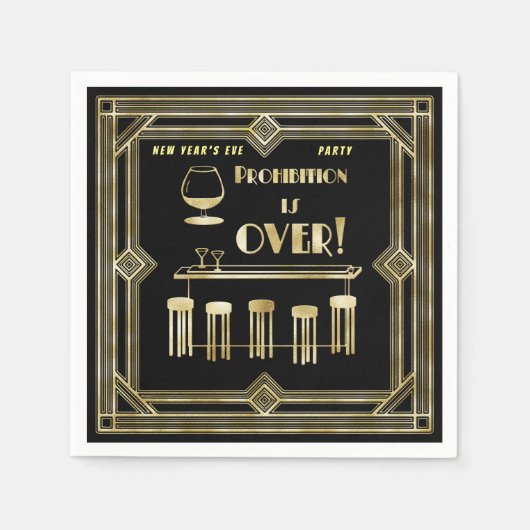Art Deco Retro Silvesterverbot Bar Serviette (Vorderseite)