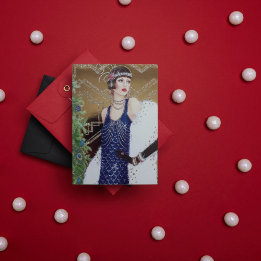 Art Deco Retro Vintage Dame Feiertagskarte