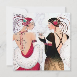 Art Deco Retro Vintage Nachricht hinzufügen Weihna Feiertagskarte