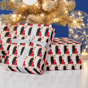 Art Deco Retro Vintage Paar Nachricht Weihnachten Geschenkpapier