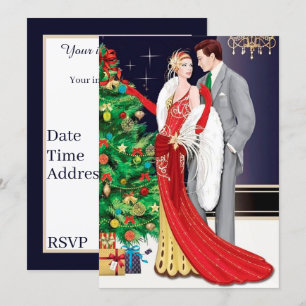Art Deco Retro Vintage Weihnachten Urlaub Einladung