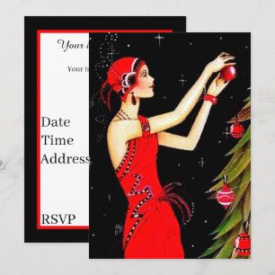 Art Deco Retro Vintage Weihnachten weitere Informa Einladung