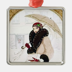 Art Deco Retro Vintage Weihnachts-Feiertags-Schmuc Ornament Aus Metall