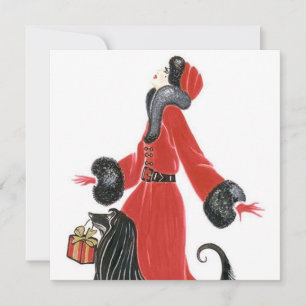 Art Deco Retro Vintage Weihnachts-Feiertagskarte Feiertagskarte