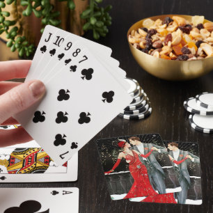 Art Deco Retro Vintage Weihnachts-Paar Spielkarten