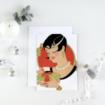 Art Deco Retro Vintage Weihnachtsdame Feiertag