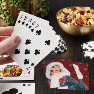 Art Deco Retro Vintage Weihnachtsdame Spielkarten