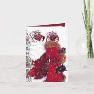 Art Deco Retro Vintage Weihnachtsdamen Karte