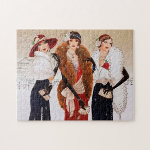 Art Deco Retro Vintage Weihnachtsdamen Puzzle