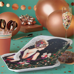 Art Deco Retro Vintage Weihnachtsfeier für Damen Pappteller