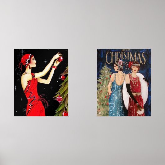 Art Deco Retro Weihnachten Bilderwand Sets (Vorderseite)