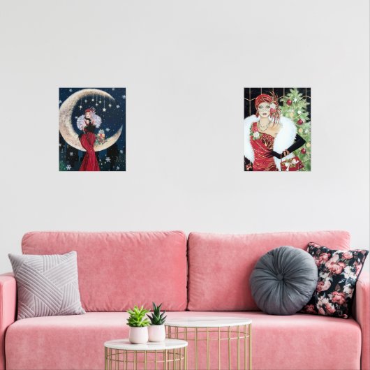 Art Deco Retro Weihnachten Bilderwand Sets (Wohnzimmer)