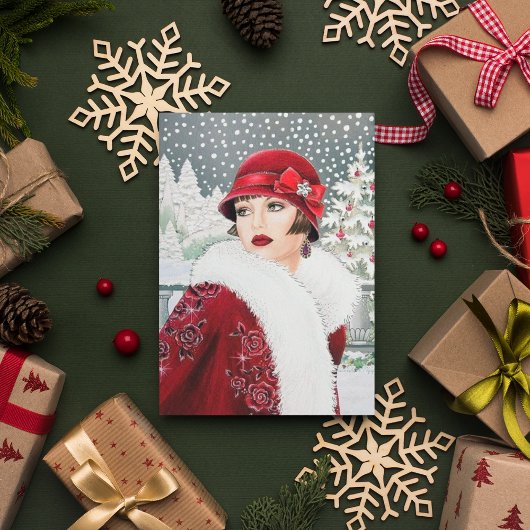 Art Deco Retro Weihnachten Mitteilungskarte