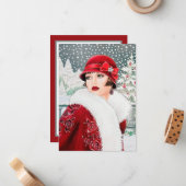 Art Deco Retro Weihnachten Mitteilungskarte (Vorderseite/Rückseite Beispiel)