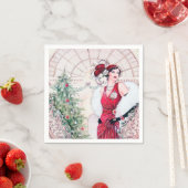 Art Deco Retro Weihnachtsfeiertage Dame Serviette (Beispiel)