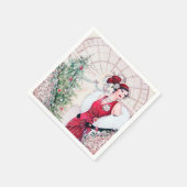 Art Deco Retro Weihnachtsfeiertage Dame Serviette (Ecke)