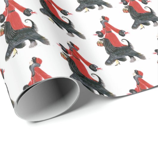 Art Deco Retro Weihnachtsfrau Geschenkpapier (Rolleneckpunkt)