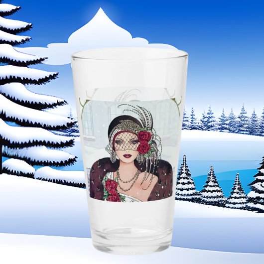 Art Deco Retro Weihnachtsfrau Glas