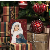 Art Deco Retro Weihnachtsfrau Mitteilungskarte