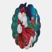 Art Deco Retro Weihnachtsfrau Ornament Karte (Rechts)