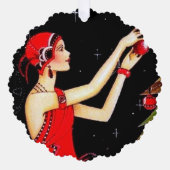 Art Deco Retro Weihnachtsfrau Ornament Karte (Vorderseite)