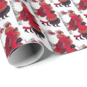 Art Deco Retro Weihnachtsfrauen Geschenkpapier (Rolleneckpunkt)