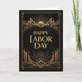 Art Deco Rising City Happy Labor Day Karte