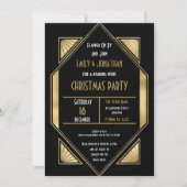 Art Deco Roaring 1920er Gold Black Christmas Party Einladung (Vorderseite)