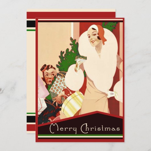 Art Deco Roaring 200 Open House Urlaub Einladung (Vorne/Hinten)