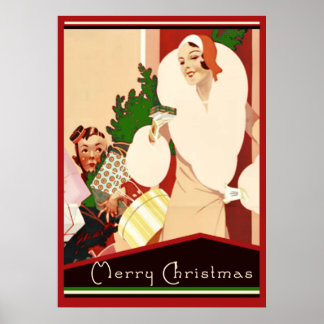 Art Deco Roaring 20 Weihnachtsfeiertagen Poster