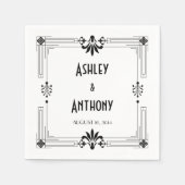 Art Deco Roaring 20er Brautbräutigam Datum Hochzei Serviette (Vorderseite)