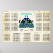 Art Deco Roaring 20er Gatsby Peacock Seating Chart Poster (Vorne)