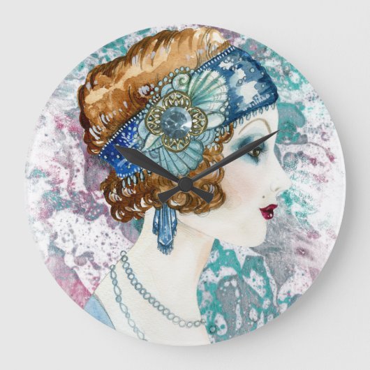 Art Deco Roaring 20er Jahre Frauen Square Wall 192 Große Wanduhr (Vorderseite)