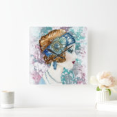 Art Deco Roaring 20er Jahre Frauen Square Wall 192 Quadratische Wanduhr (Zuhause)