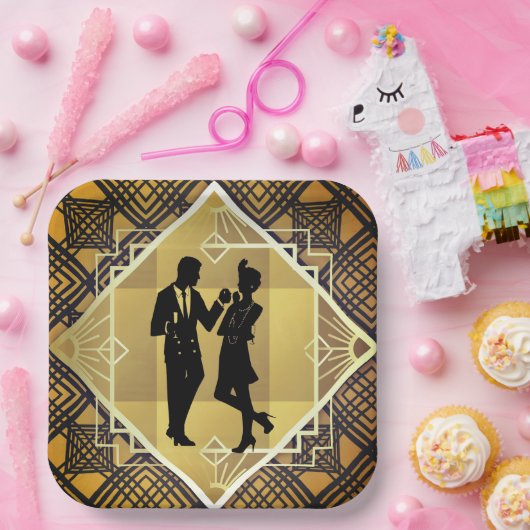 Art Deco Roaring 20's Couple New Year's Eve Party Pappteller (Party)