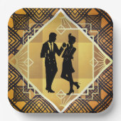 Art Deco Roaring 20's Couple New Year's Eve Party Pappteller (Vorderseite)