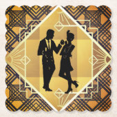 Art Deco Roaring 20's Couple New Year's Eve Party Untersetzer (Vorderseite)