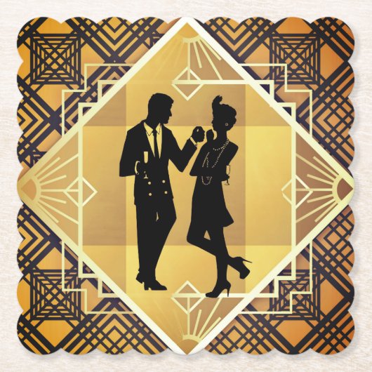 Art Deco Roaring 20's Couple New Year's Eve Party Untersetzer (Vorderseite)