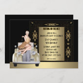 Art Deco Roaring 20's Geburtstagsparty Einladung (Vorne/Hinten)