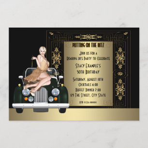 Art Deco Roaring 20's Geburtstagsparty Einladung