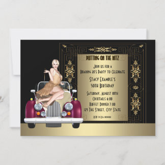 Art Deco Roaring 20's Geburtstagsparty Einladung