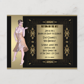 Art Deco Roaring 20's Geburtstagsparty Einladung