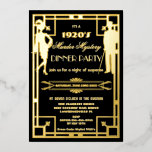 Art Deco Roaring 20s Murder Mystery Party Real Folieneinladung<br><div class="desc">Personalisieren Sie diese Vintage Art Deko Mord Mystery Party reale Folie Einladung einfach und schnell, einfach drücken Sie die Taste Bearbeiten mit Design Tool, um den Stil und die Platzierung des Textes weiter zu ordnen und zu formatieren. Mit einem schicken Deko-Rahmen und einem Schwarz/Gold Farbschema. Passende Artikel im Shop erhältlich!...</div>