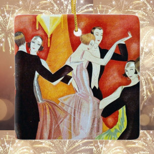 Art Deco Roaring Twenties Tanzpaare Keramikornament