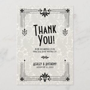 Art Deco Roaring Zwanziger Hochzeit Dankeschön Kar Dankeskarte
