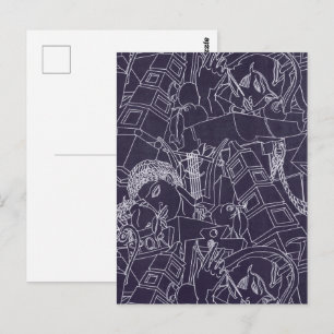 Art Deco römisch SPQR dunkelviolette ästhetische K Postkarte