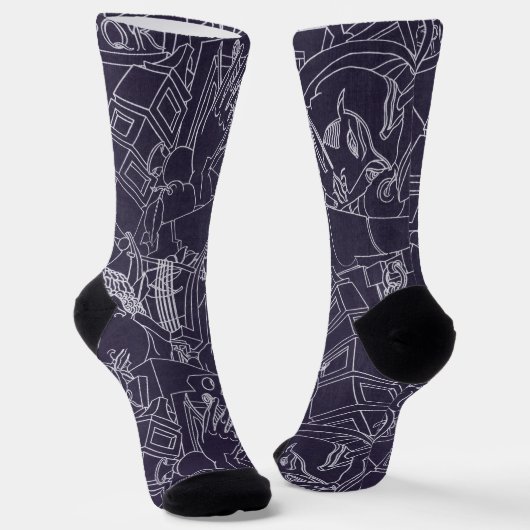 Art Deco römisch SPQR dunkle violette Ästhetik Kun Socken (Gewinkelt)