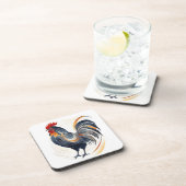 Art Deco Rooster Hard Kunststoff Untersetzer Set (Rechte Seite)