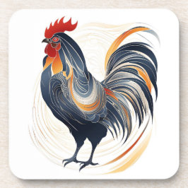 Art Deco Rooster Hard Kunststoff Untersetzer Set